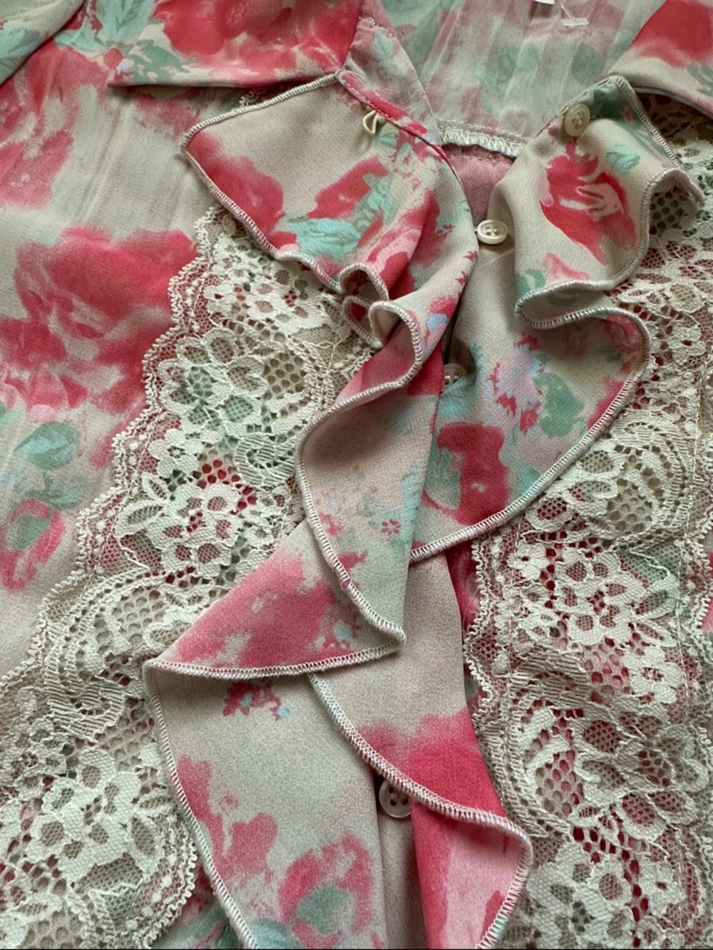 New Free People Bad At Love Floral Lace Trim Too ~ Pink & Mint - Picture 9 of 12